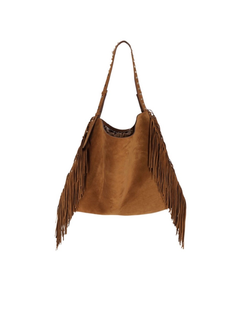 Christian Louboutin Suede Fringe Hobo Bag - Brown